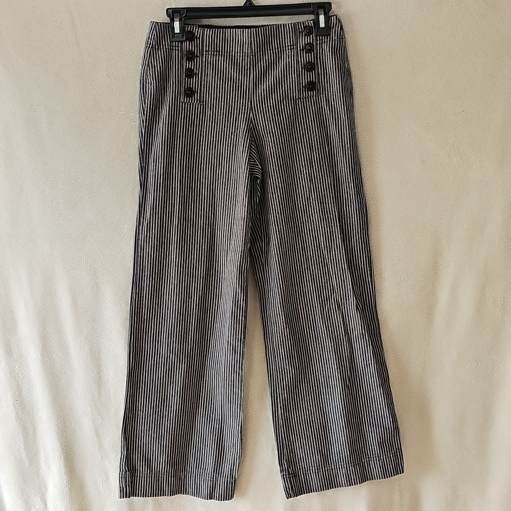 Larry Levine Sport Cotton Striped Sailor Capri Sz. 4P Coastal Grandmother